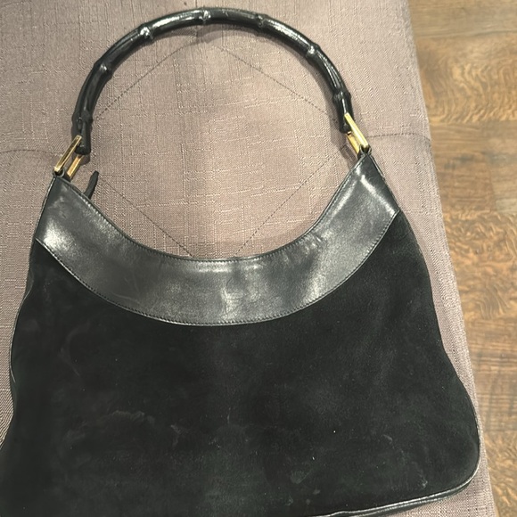 Vintage authentic Gucci Suede Elegant Black Hobo Bag - Picture 5 of 7